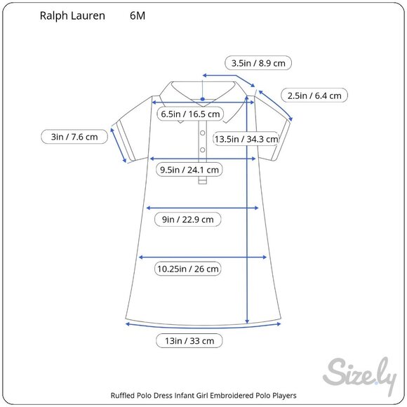 Ralph Lauren Ruffled SS Polo Dress Infant Girl Embroidered Polo Players 6M - Picture 8 of 8